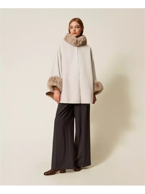 Poncho in panno e faux fur TWINSET | TO5130/00282